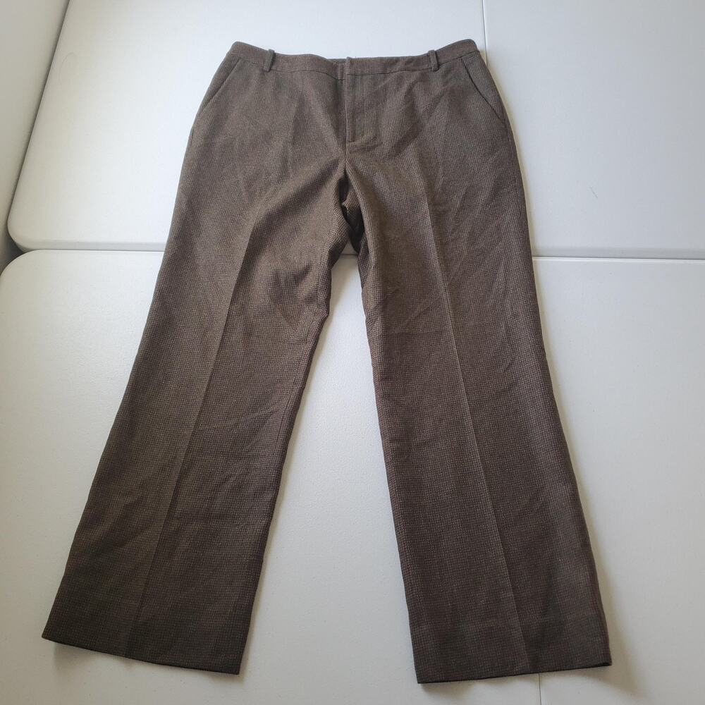 Lauren Ralph Lauren Pants Womens 14P Brown Wool Tweed Straight Leg Lined Dress